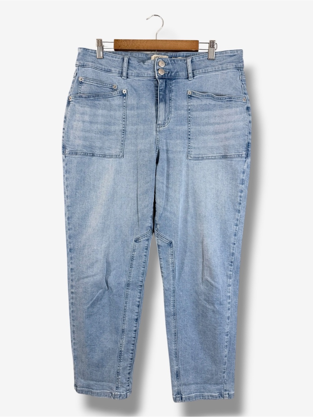 LOGO Lori Goldstein Straight Leg Jeans Size 14 Light Wash Cuffed Ankle Casual
